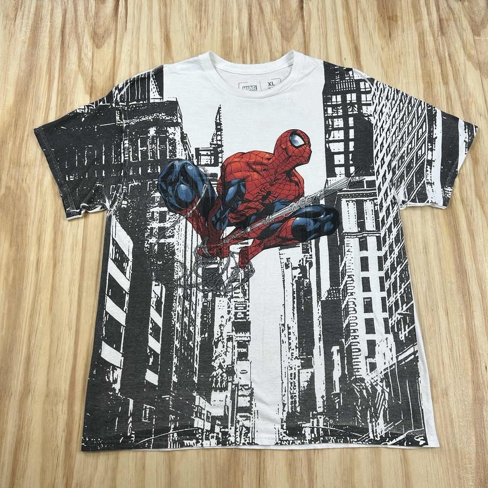 Marvel CVLA Spider-Man AOP T Shirt XL White Short Sleeve All Over Print